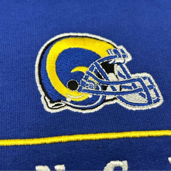 Los Angeles LA Rams NFL Football Antigua Blue Pullover Hoodie Sweatshirt Men’s - Picture 3 of 13